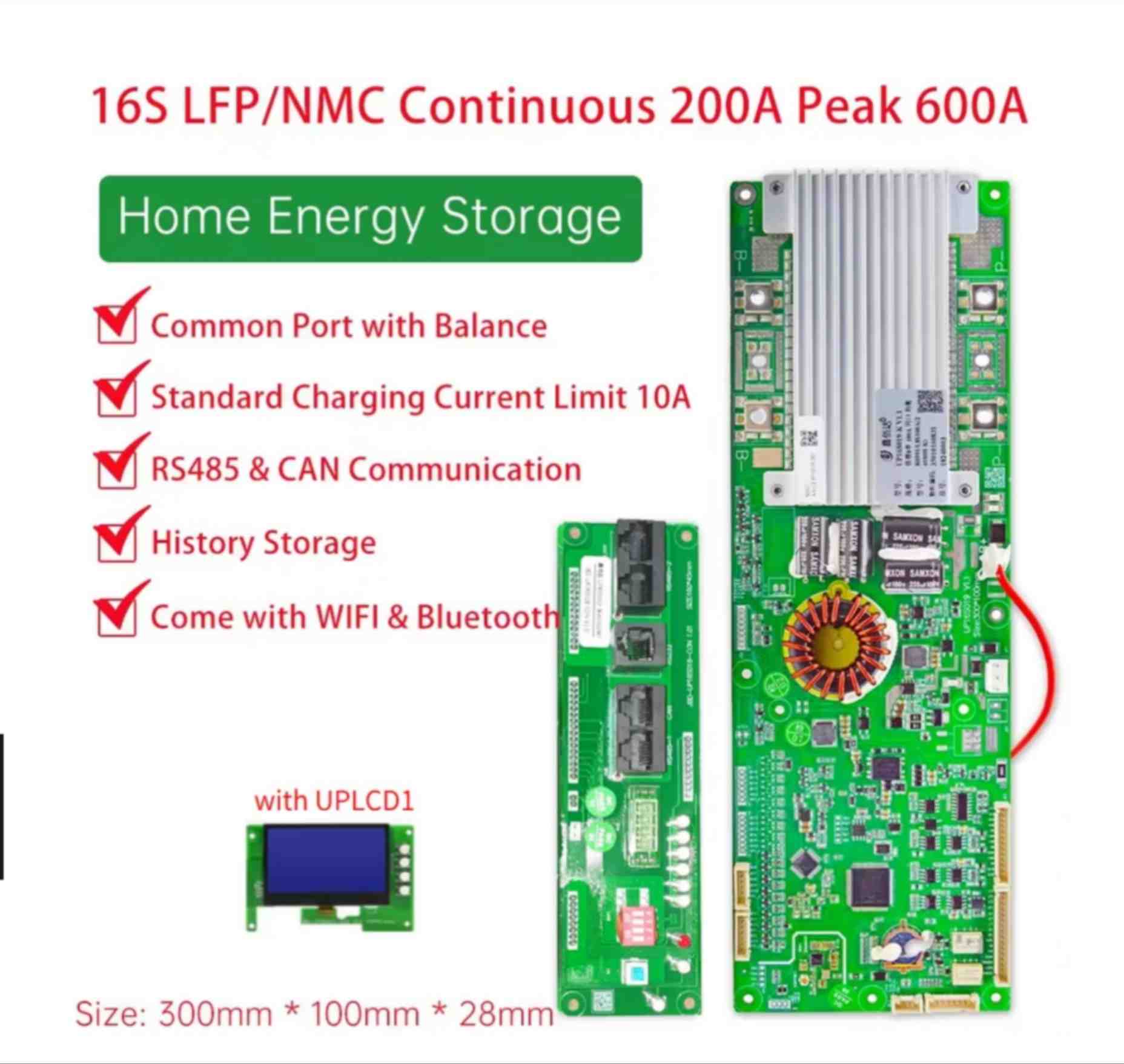 JBD JAIBAIDA UP16SO19 200A 8S-16S ESS WIFI BLUETOOTH SMART BMS with Balance