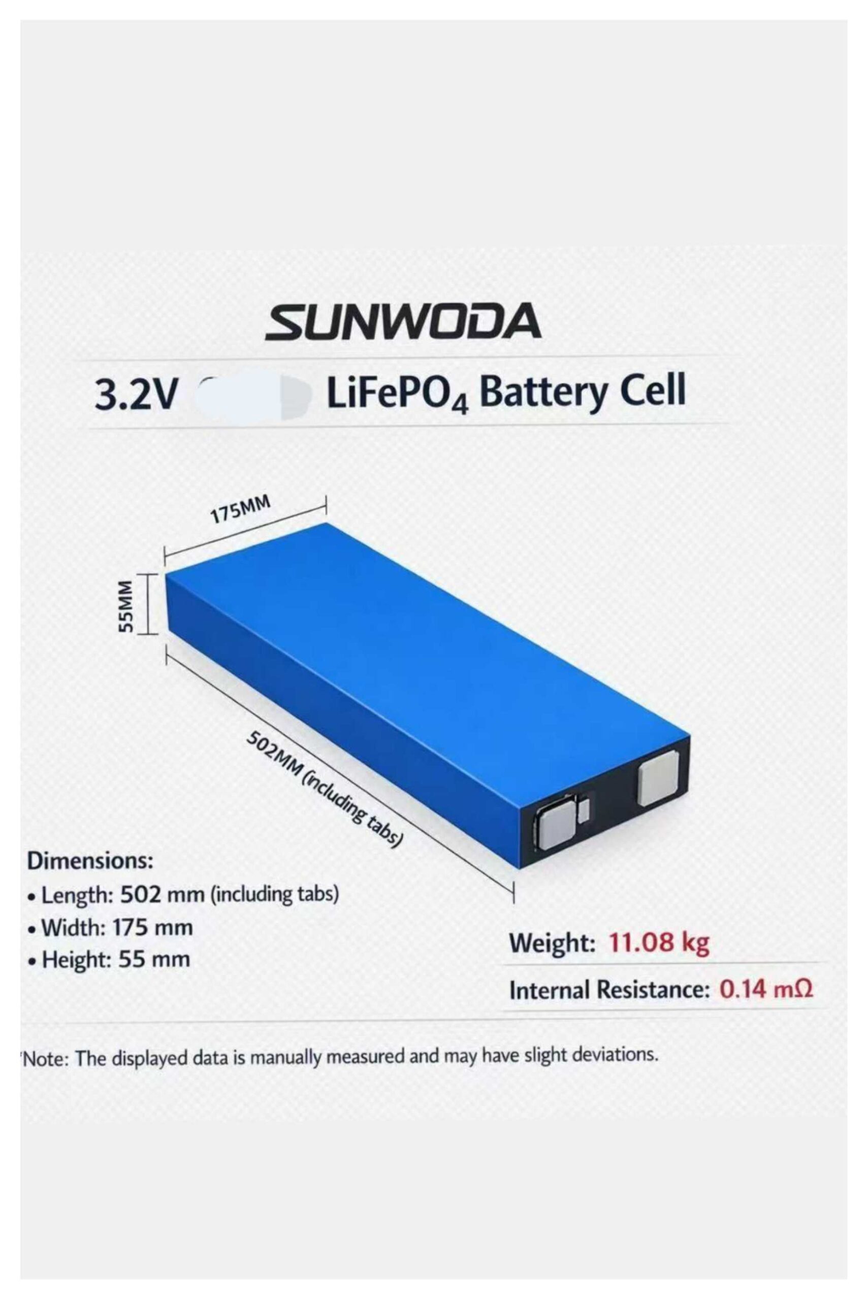 SUNWODA 3.2V 660AH LIFEPO4 LITHIUM BATTERY CELL